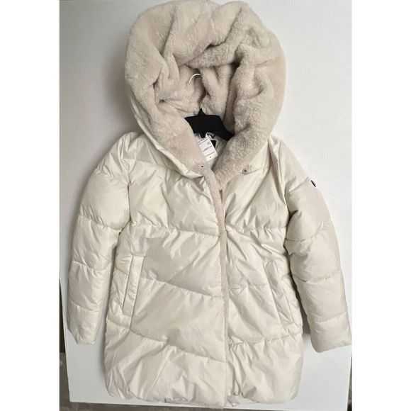 BCBG MAXAZRIA Womens Sz Small White Hooded Quilted Puffer Jacket $348 NWT - Picture 7 of 10